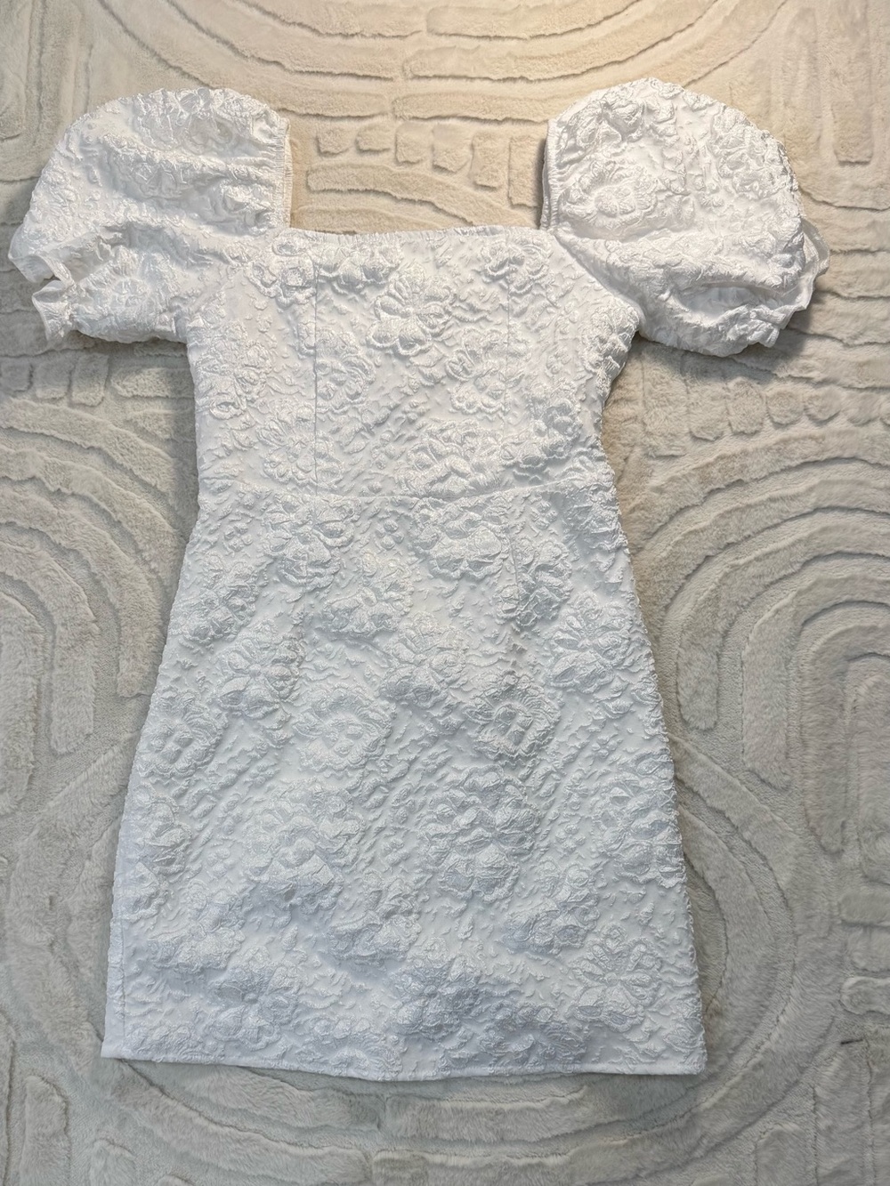 SHEIN White Floral Lace Puff Sleeve Formal Dress for Girls